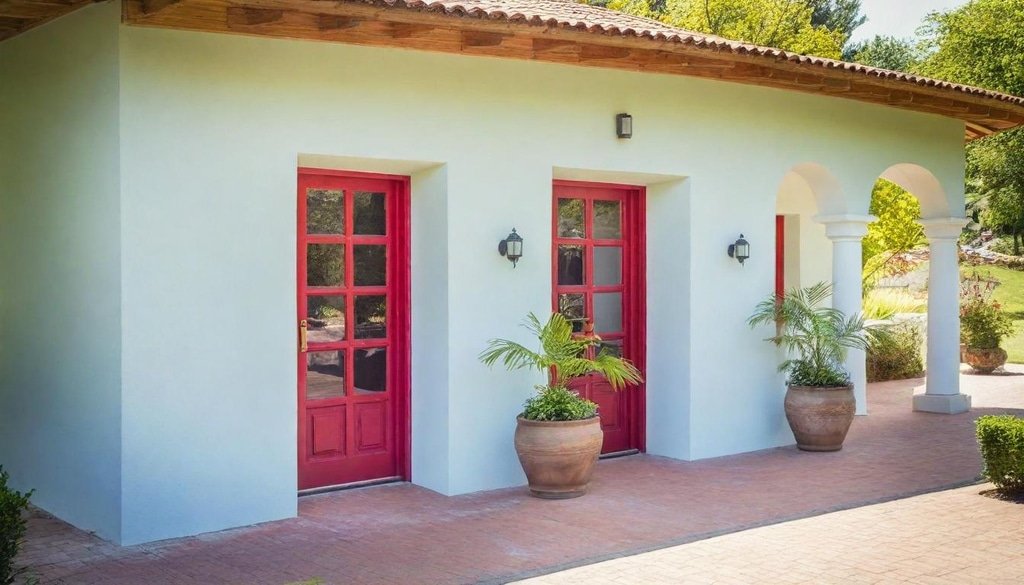 The image depicts a classic ranch house, showcasing its single-story layout and wide eaves, characteristic of the ranch style popularized by California architects in the 1930s. This design reflects the integration of modern elements with a casual aesthetic, highlighting features like large picture windows and a welcoming facade that emphasize outdoor living.