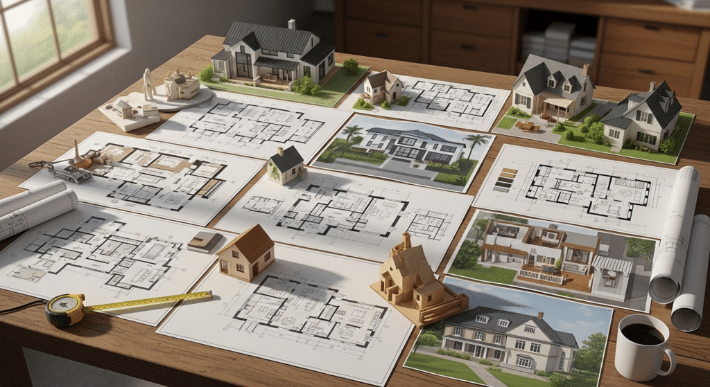 Quality House Plans - Ranch Style Homes USA The image showcases a variety of architectural styles of house plans, including modern farmhouses and cozy cottages, designed to inspire those looking to build their dream home. With an emphasis on quality and functionality, these new house plans cater to different budgets and family sizes, making it easy to find the perfect house plan that matches your lifestyle.