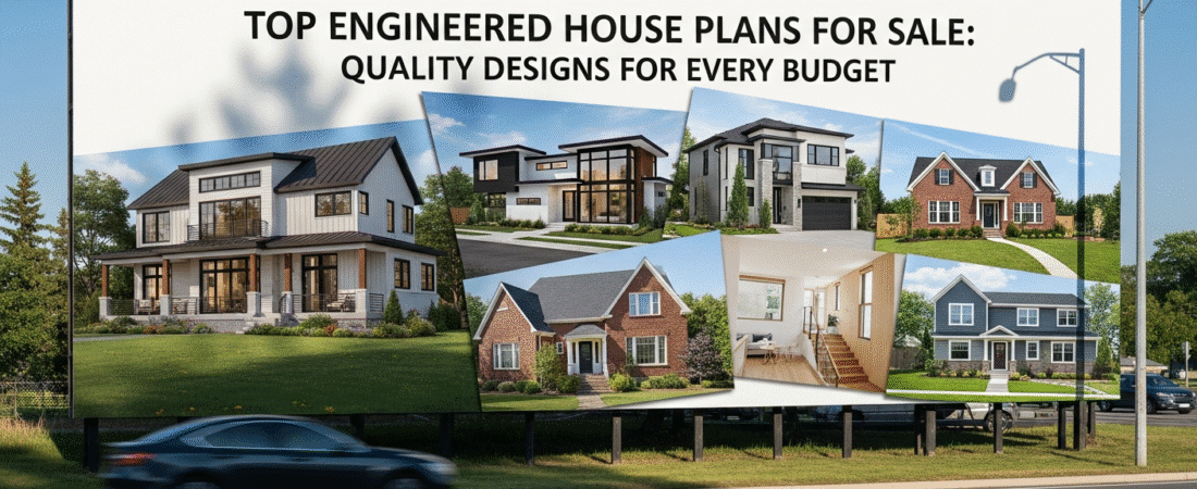 Top Engineered House Plans for Sale Quality Designs for Every Budget - Ranch Style Homes USA Billboard showcasing various engineered house plans for sale with the text promoting quality designs.