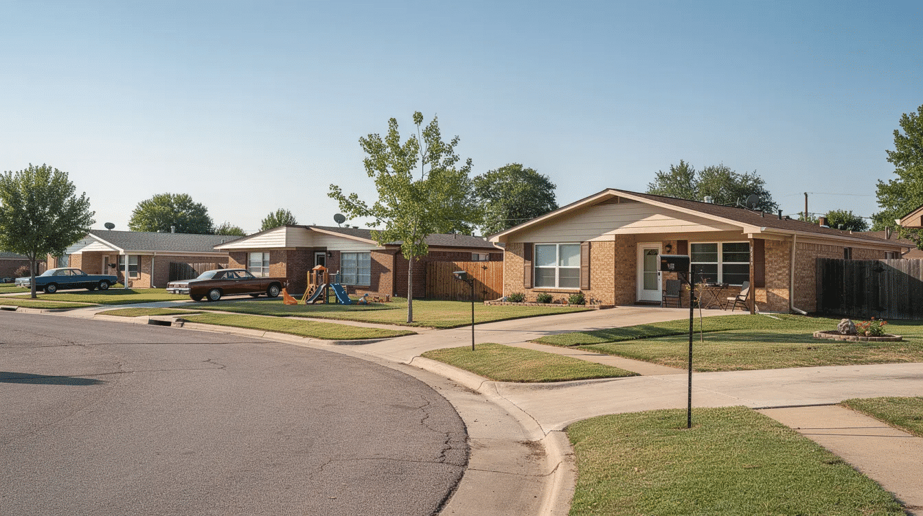 3dcedb82-4045-417c-80c7-c9a177d8f40e - Ranch Style Homes USA The image depicts a suburban ranch home, showcasing its defining traits such as a simple roofline, wood siding, and an attached garage. This popular style of ranch houses, commonly found in neighborhoods from the 1950s to the 1970s, features an open floor plan, large windows, and a spacious backyard, reflecting the architectural trends of post-war America.