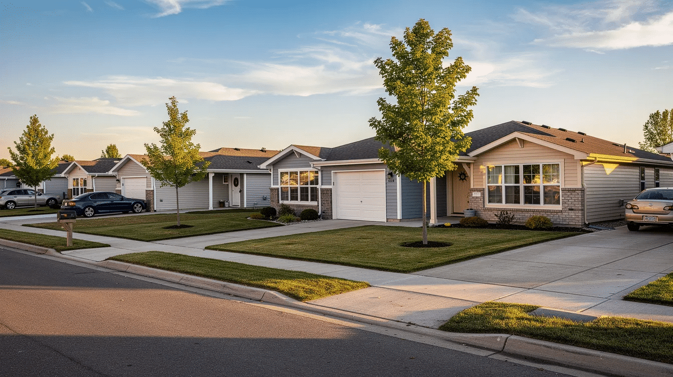63f5dc30-15f2-4a66-9d3f-96af84d59668 - Ranch Style Homes USA The image showcases a picturesque ranch style home characterized by its single story floor plans, wide eaves, and large windows that allow natural light to flood the living space. This popular architectural style, often found in suburban areas, features a traditional charm with an attached garage and a welcoming porch, making it a desirable choice for many home buyers in America.