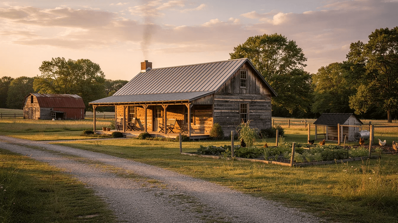 67b8f8e8-30b5-4123-81e7-238fad9eb70e - Ranch Style Homes USA The image depicts a charming homestead house featuring a welcoming exterior with large windows and a well-maintained roof, surrounded by open space ideal for families. Inside, the layout includes cozy rooms, a modern kitchen, and plenty of storage options, making it a perfect property for those looking to explore their dream home plans.