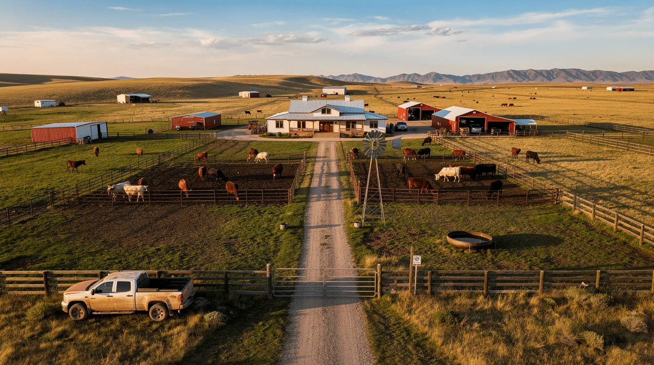 987abec6-d2e6-4bb8-9a86-9b7a258b14c5 - Ranch Style Homes USA The image depicts a vast expanse of large Texas ranch land characterized by rolling hills and open pastures, ideal for cattle operations and recreational activities. This property offers excellent investment value for buyers seeking ranches for sale in Texas, particularly in regions like West Texas and Central Texas.