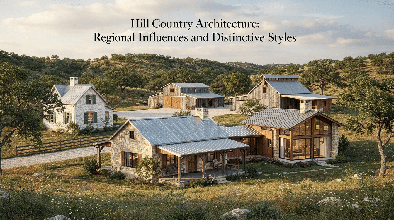 d5c7e3d7-5f6c-4596-ac62-82f1bb0a023a - Ranch Style Homes USA The image showcases a beautifully designed ranch home set in the Texas Hill Country, featuring natural stone and limestone materials that blend seamlessly with the surrounding nature. The architecture emphasizes outdoor spaces and porches, providing a serene escape for families while highlighting the distinctive styles and history of West Texas.