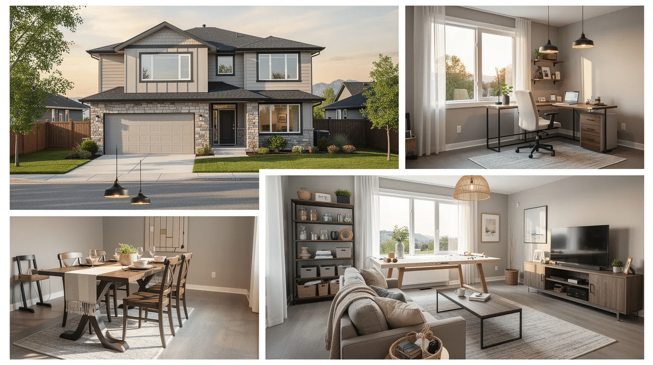 27fca6c8-ac23-4044-931b-018216cc6373 - Ranch Style Homes USA The image depicts a spacious 2500 sq ft house designed for 2-3 people, featuring an open concept layout with dedicated home offices, guest bedrooms, and a cozy living space. The home includes both formal dining areas and casual living spaces, making it perfect for entertaining and everyday comfort.