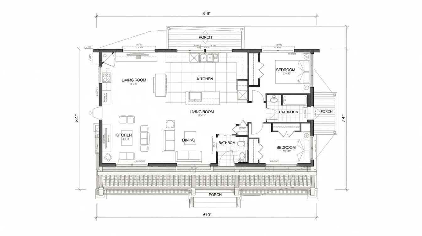2fd604df-7851-43bd-aa0e-054a71f9861b - Ranch Style Homes USA The image depicts a detailed craftsman home floor plan, showcasing an inviting atmosphere with open floor plans, spacious kitchens, and handcrafted details such as built-in furniture and decorative brackets. This layout reflects the timeless appeal of craftsman style homes, emphasizing natural materials and quality craftsmanship.