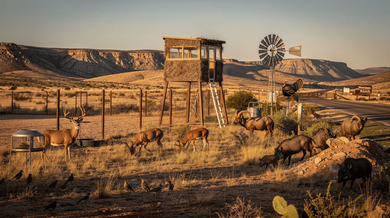 3d994eab-026b-458f-a71f-191cf7e55240 - Ranch Style Homes USA The image depicts a vast expanse of hunting and wildlife ranches in West Texas, showcasing rugged terrain and diverse habitats ideal for game such as mule deer and aoudad sheep. This region, particularly in Culberson and Terrell Counties, is known for its excellent access and opportunities for outdoor recreation, making it a prime market for hunting properties for sale.