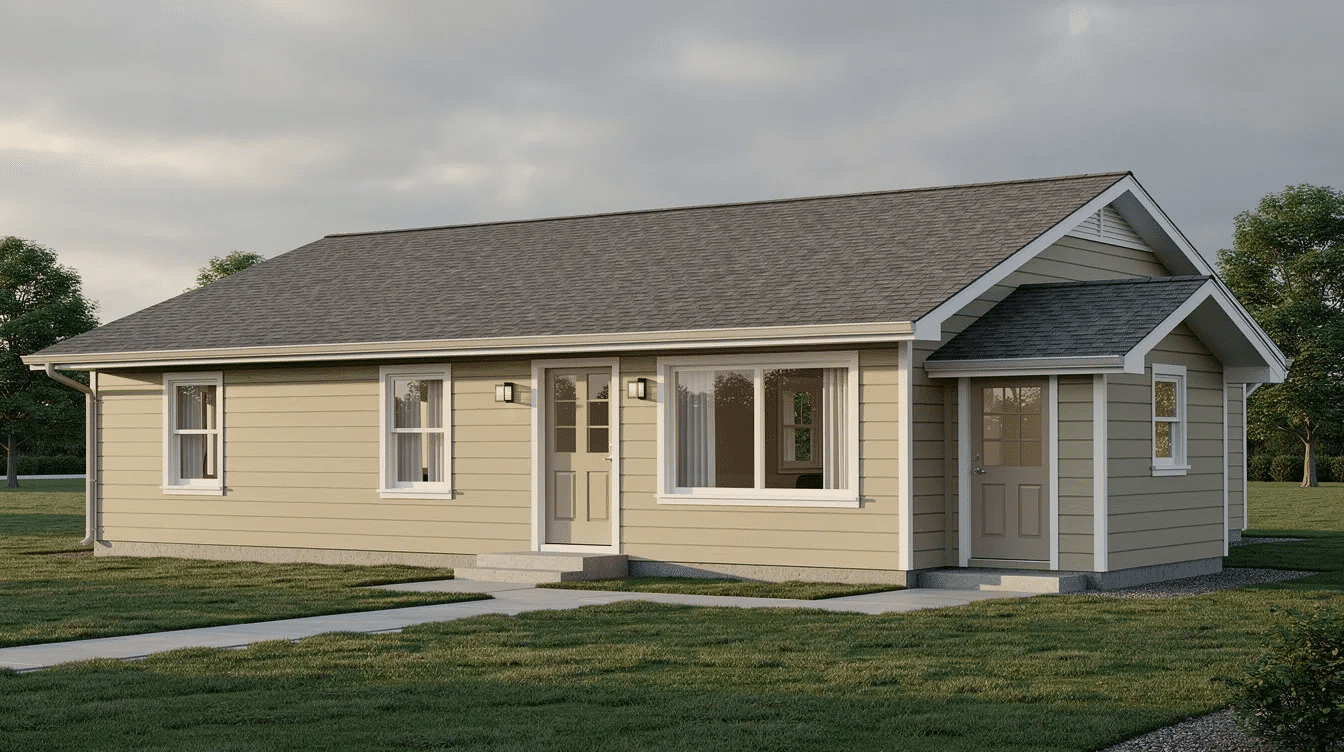 fb8a5c4e-4382-435f-87b5-9d00196d3a2d - Ranch Style Homes USA The image features a low-pitched ranch roof with a small matching mudroom bump out, providing a seamless transition between the main house and the new space. This addition enhances the home's functionality, offering extra storage for coats and shoes near the back door.