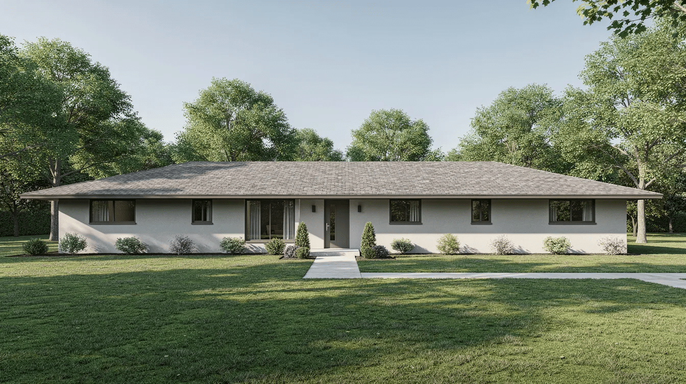 0e0c0fa5-9ab1-4862-a540-1cbeb451120f - Ranch Style Homes USA A wide single-story ranch home features a long horizontal roofline, set against a backdrop of a lush green lawn and mature trees. This serene setting invites readers to explore various topics, from classic literature to science fiction, with options to download free PDFs and access an extensive collection of digital books.